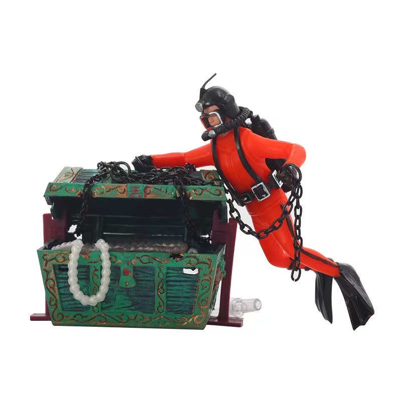 Aquarium Fish World - Ornamento per Acquario Treasure Frogman, Statuetta