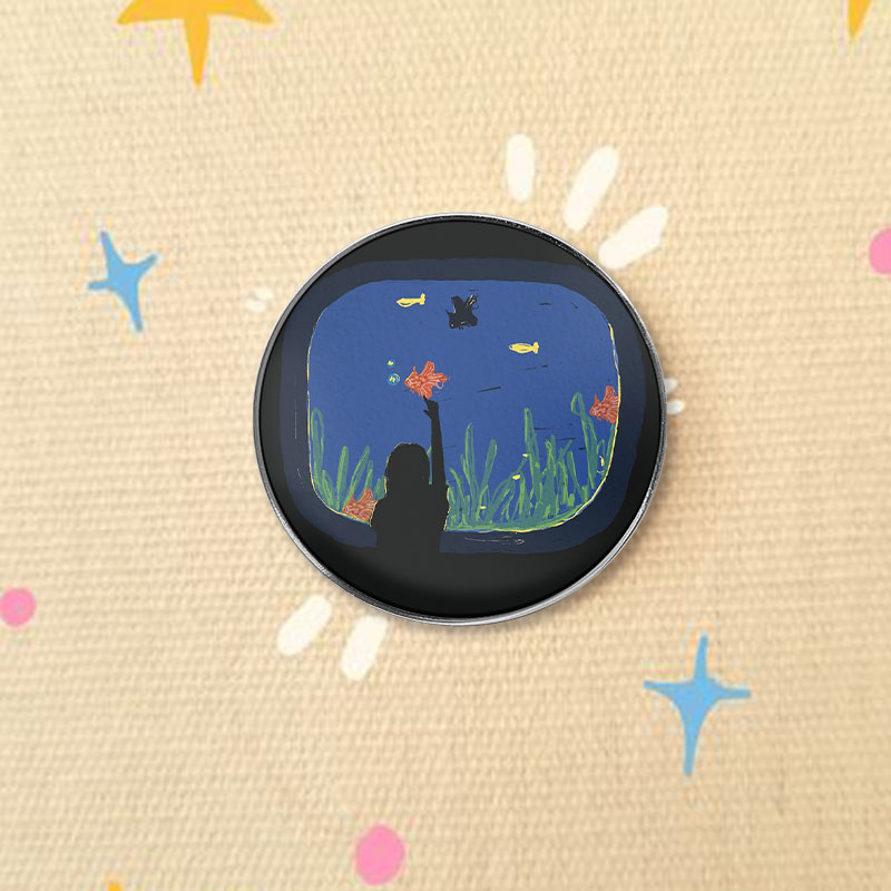 Aquarium Fish World - Spilla con stampa UV Scena Acquario